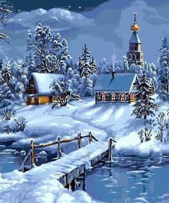 Christmas Snow Landscape - DIY Paint By Numbers - Numeral Paint