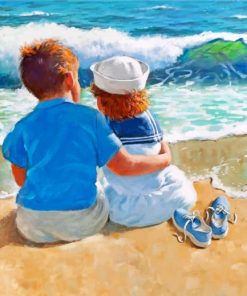 Kids In The Beach Paint by numbers