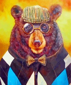 Bear With Glasses Paint by numbers