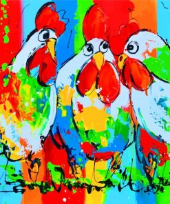 Colorful-Roosters Paint by numbers