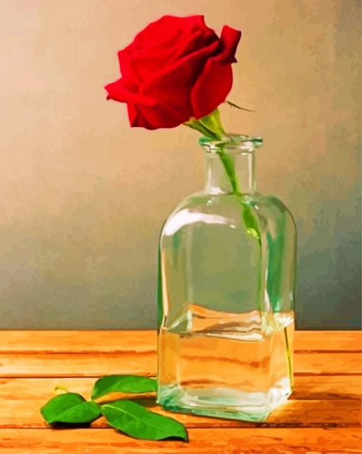 Red Rose In Jar Paint by numbers