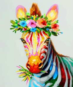 Zebra With Flowers Paint by numbers