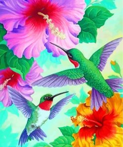 aesthetic-green-hummingbird-paint-by-numbers