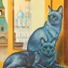 Cute Russian Blue Cats Paint by numbers